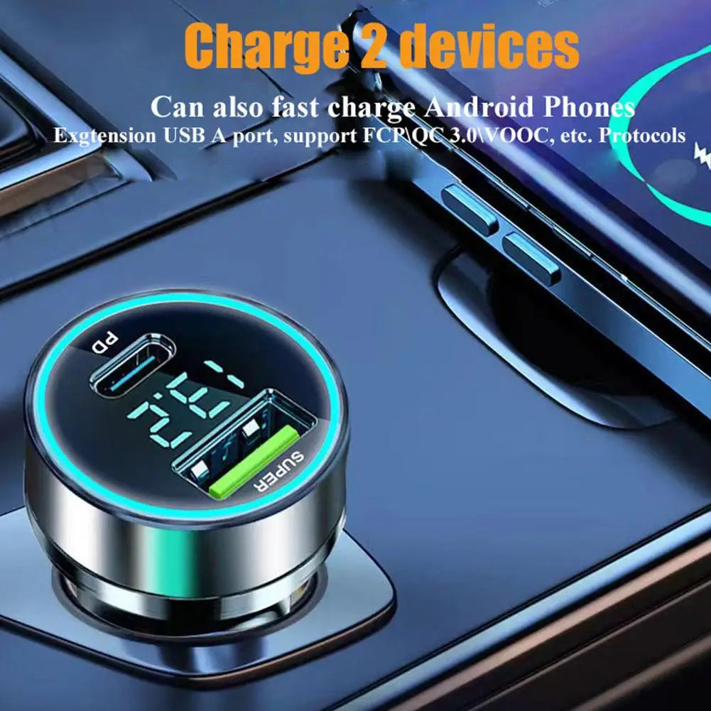Chargeur Voiture Rapide 120W+20W PD Double USB-C pour iPhone 13 Pro et Smartphones