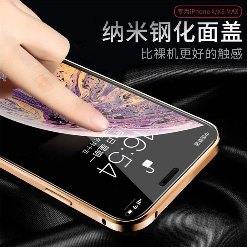 Coque magnétique 360° iPhone – Double face verre trempé et métal, protection totale