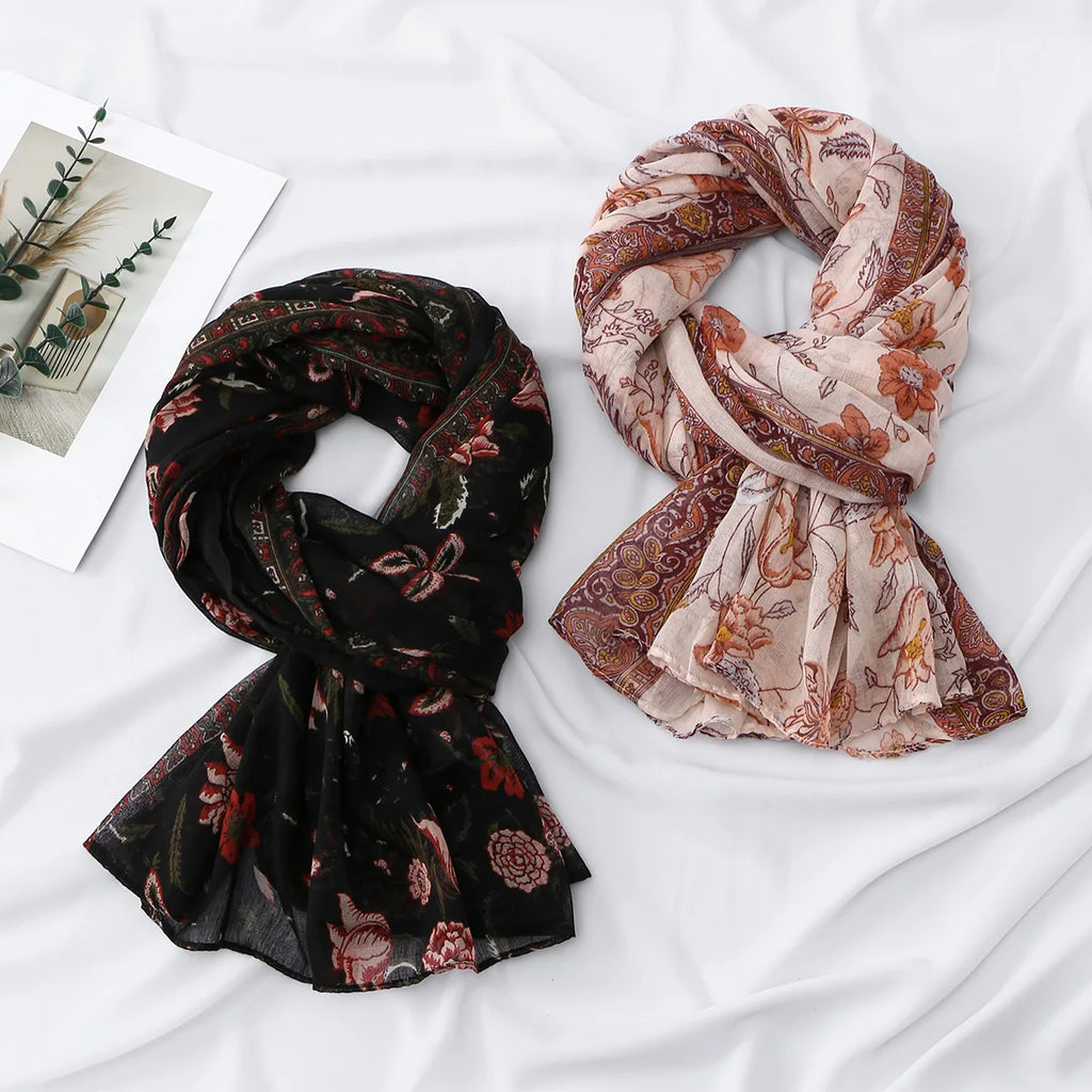 Foulard Hijab Femme — Écharpe Voile Viscose Coton Doux Turban Long