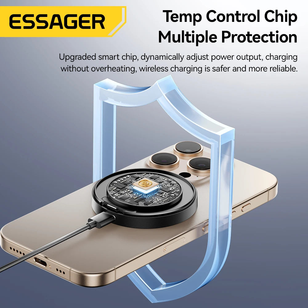 Chargeur Sans Fil Magnétique Essager 15W pour iPhone 16 15 14 13 Pro Max AirPods