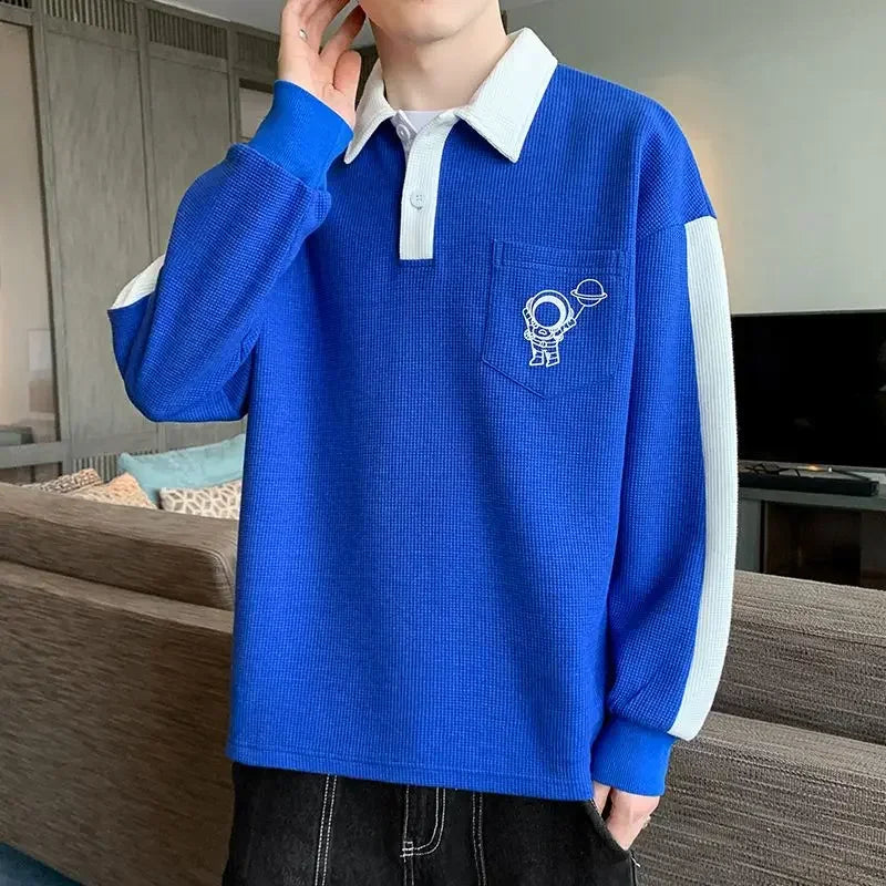 Oversize Sweatshirts Polo Baggy Tops Big Size T Shirts for Men Oversized T-shirt Y2k Original Harajuku Fashion Bulk Male Clothes