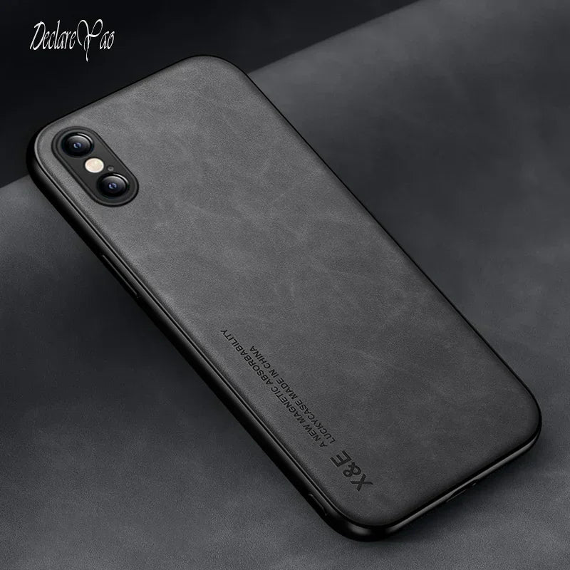 DECLAREYAO Original Luxury Light Slim Suede Leather Hard Coque For iPhone X Xs Max XR Phone Case Cover Shockproof Soft Frame