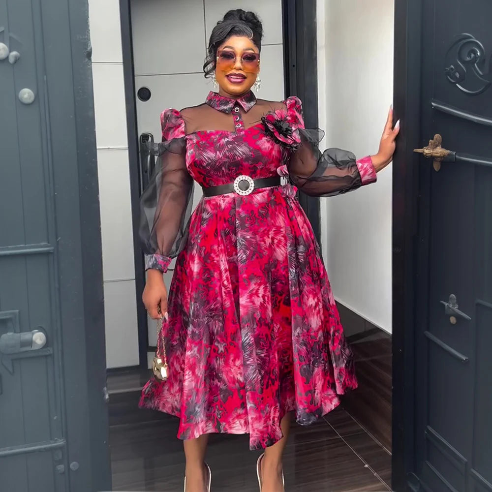 Robe Africaine Longue Femme — Imprimée Grande Taille Soirée Mariage
