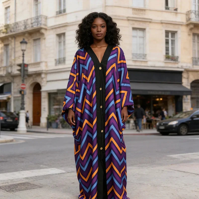 Robe Longue Femme Col V Rayée — Style Décontracté Grande Taille Automne 2026