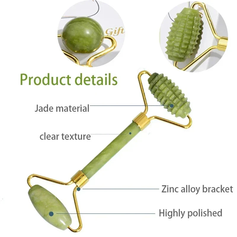 Rouleau de jade  Naturel -Massage Visage Anti -âge & Eclat