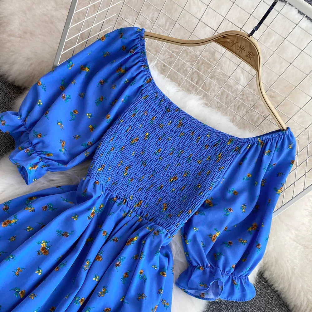 Robe Longue Bohémienne À Volants — Imprimé Floral Maxi Bustier Été