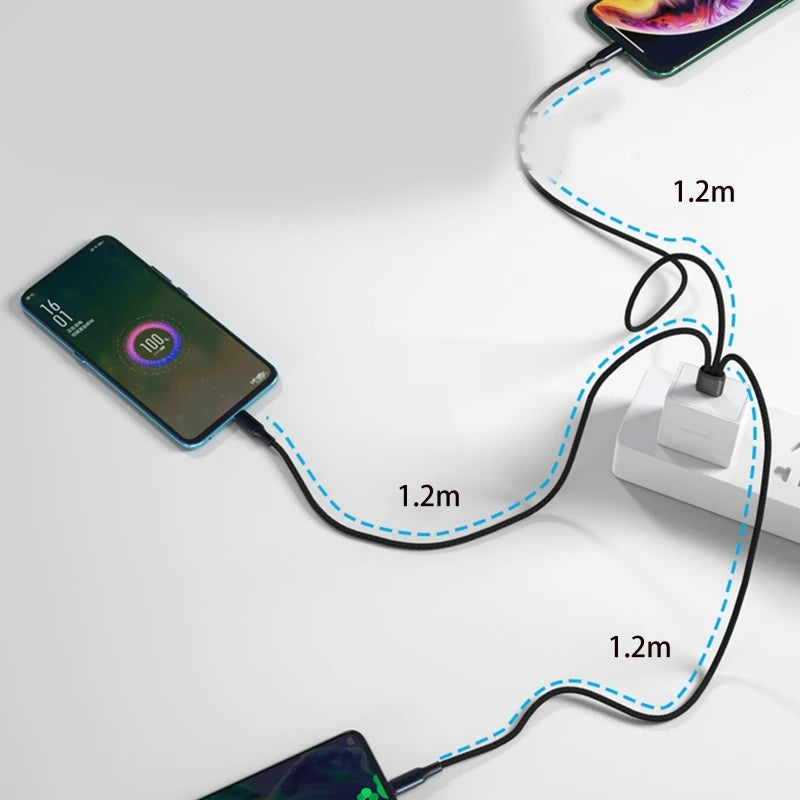 Câble de Charge Universel 3-en-1 Tressé
