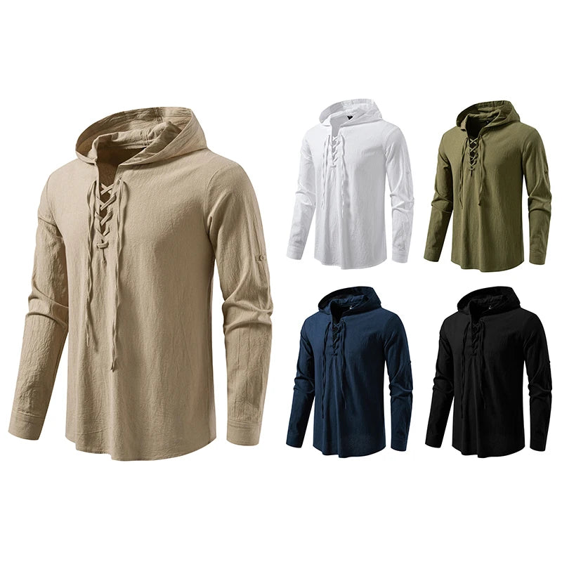 Chemise Homme à Capuche – Manches Longues Style Décontracté