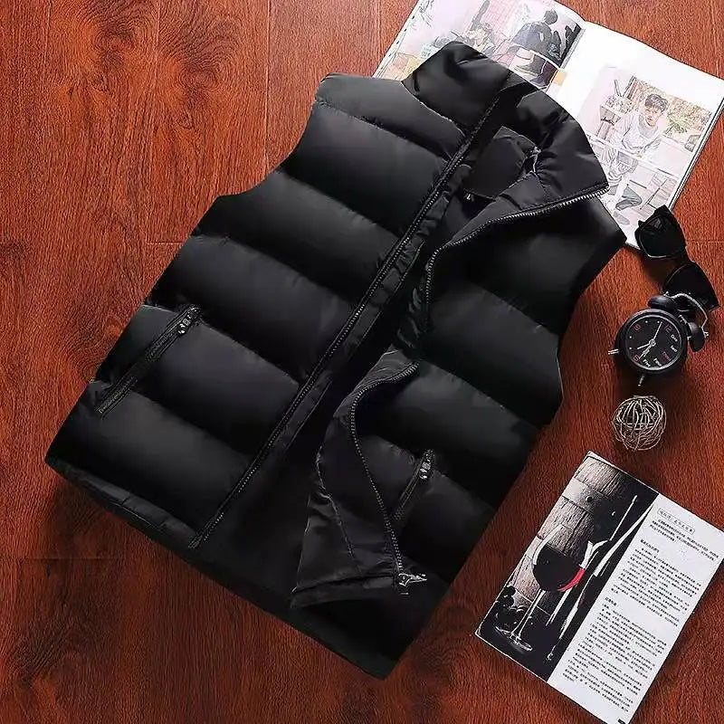 Gilet Homme Chaud Sans Manches — Veste Zippée Imperméable Automne/Hiver