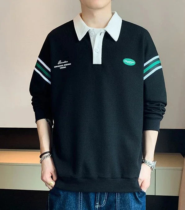 Sweatshirt Polo Oversize Homme — Style Y2K Harajuku Streetwear Baggy