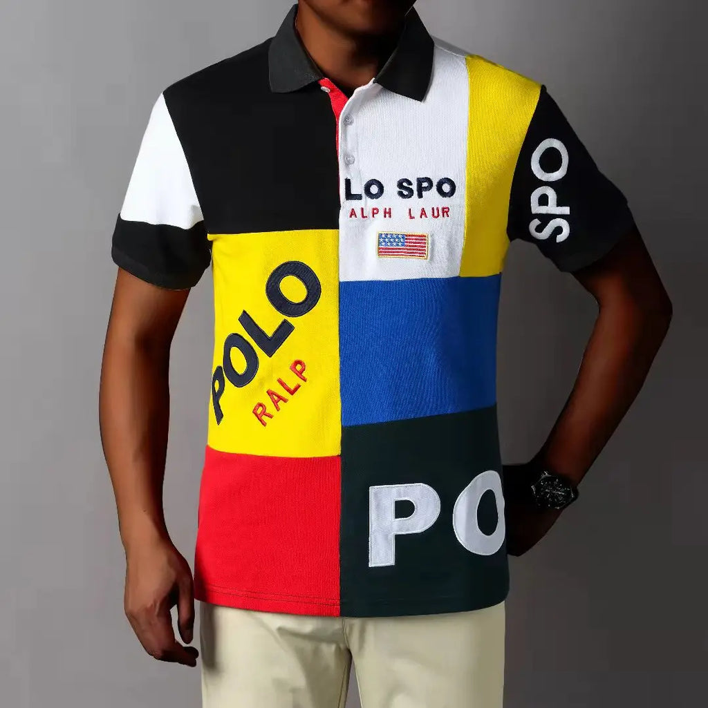 Oversized New Men's Polo T Shirt US Size 7XL Short Sleeve Classic Plaid Three Buttons Collar TShirt (Available in Big & Tall)