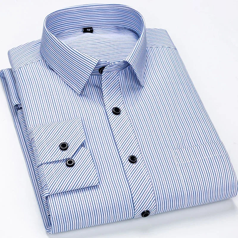 Chemise Oversize Homme 9XL — Rayures Business Casual Manches Longues Slim Fit