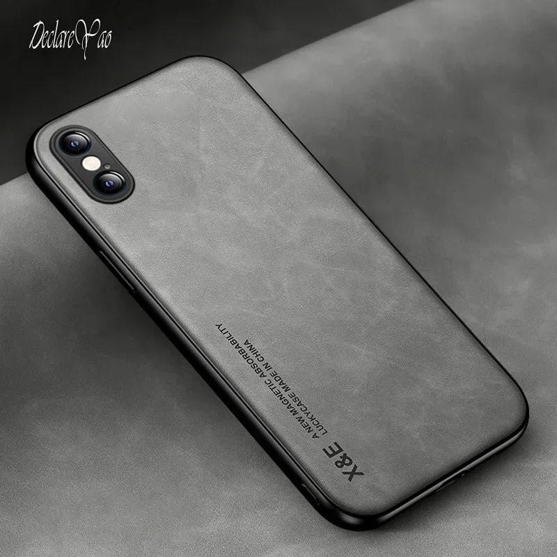 DECLAREYAO Original Luxury Light Slim Suede Leather Hard Coque For iPhone X Xs Max XR Phone Case Cover Shockproof Soft Frame