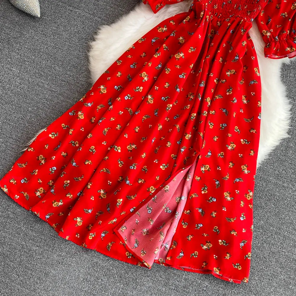 Robe Longue Bohémienne À Volants — Imprimé Floral Maxi Bustier Été