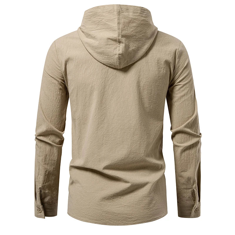 Chemise Homme à Capuche – Manches Longues Style Décontracté
