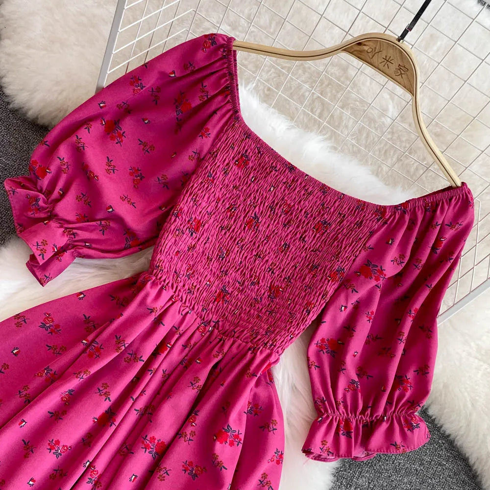 Robe Longue Bohémienne À Volants — Imprimé Floral Maxi Bustier Été