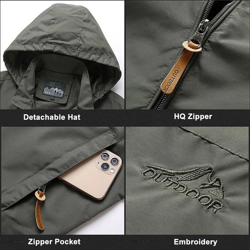 Coupe-Vent Tactique Homme À Capuche — Imperméable Outdoor Militaire