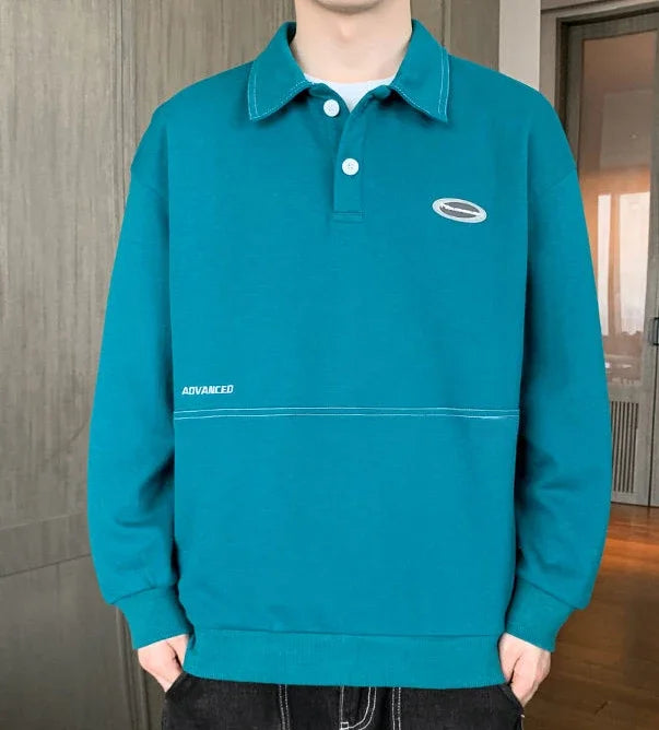 Sweatshirt Polo Oversize Homme — Style Y2K Harajuku Streetwear Baggy