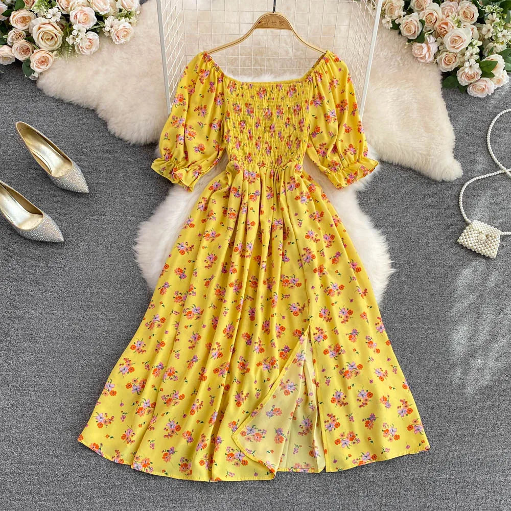 Robe Longue Bohémienne À Volants — Imprimé Floral Maxi Bustier Été