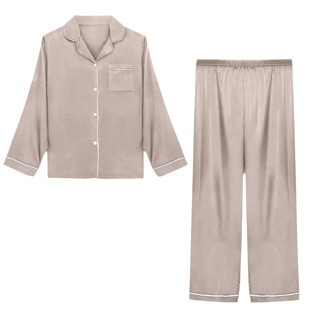 Women Pijama Sets Sleepwear Long-sleeve Cardigan Set Women Pajamas Sets Sexy Silk Polyester Female Pyjamas Home Clothing