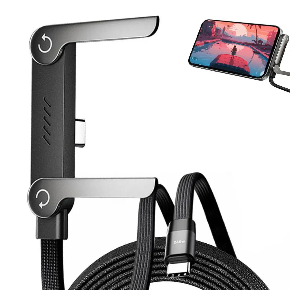 Câble 240W avec Support Invisible L-Shape Gaming pour iPhone 17 Huawei — Charge Rapide