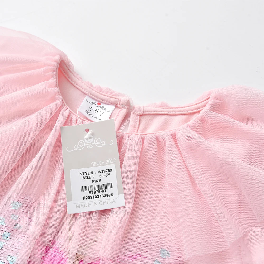 T-Shirt Fille Papillon Paillettes — Manches Courtes Coton Enfant