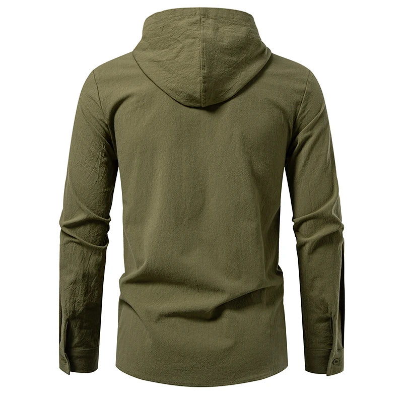 Chemise Homme à Capuche – Manches Longues Style Décontracté