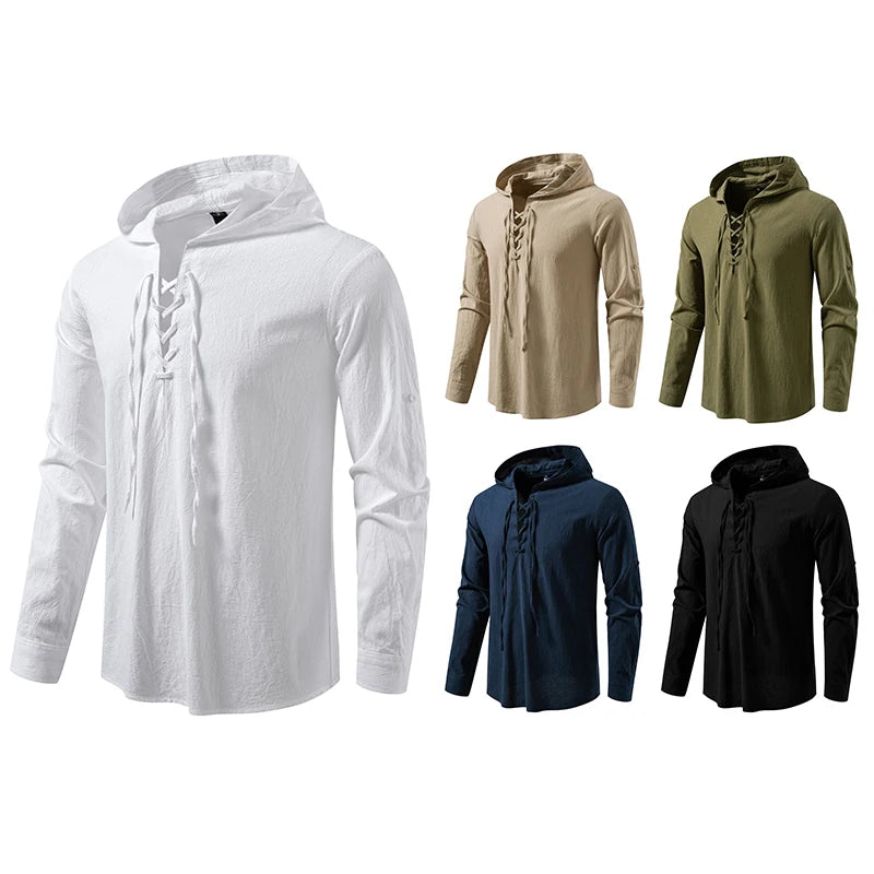Chemise Homme à Capuche – Manches Longues Style Décontracté