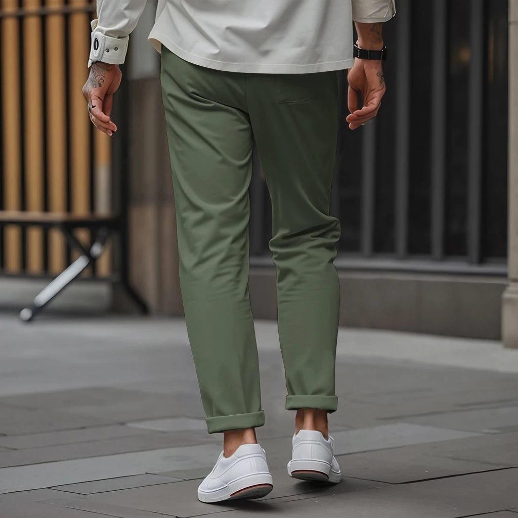 Pantalon Droit Homme Uni — Coupe Droite Confortable Été