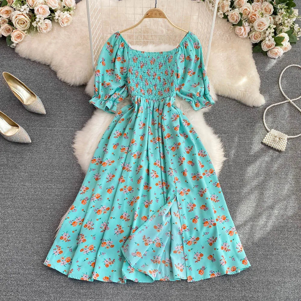 Robe Longue Bohémienne À Volants — Imprimé Floral Maxi Bustier Été