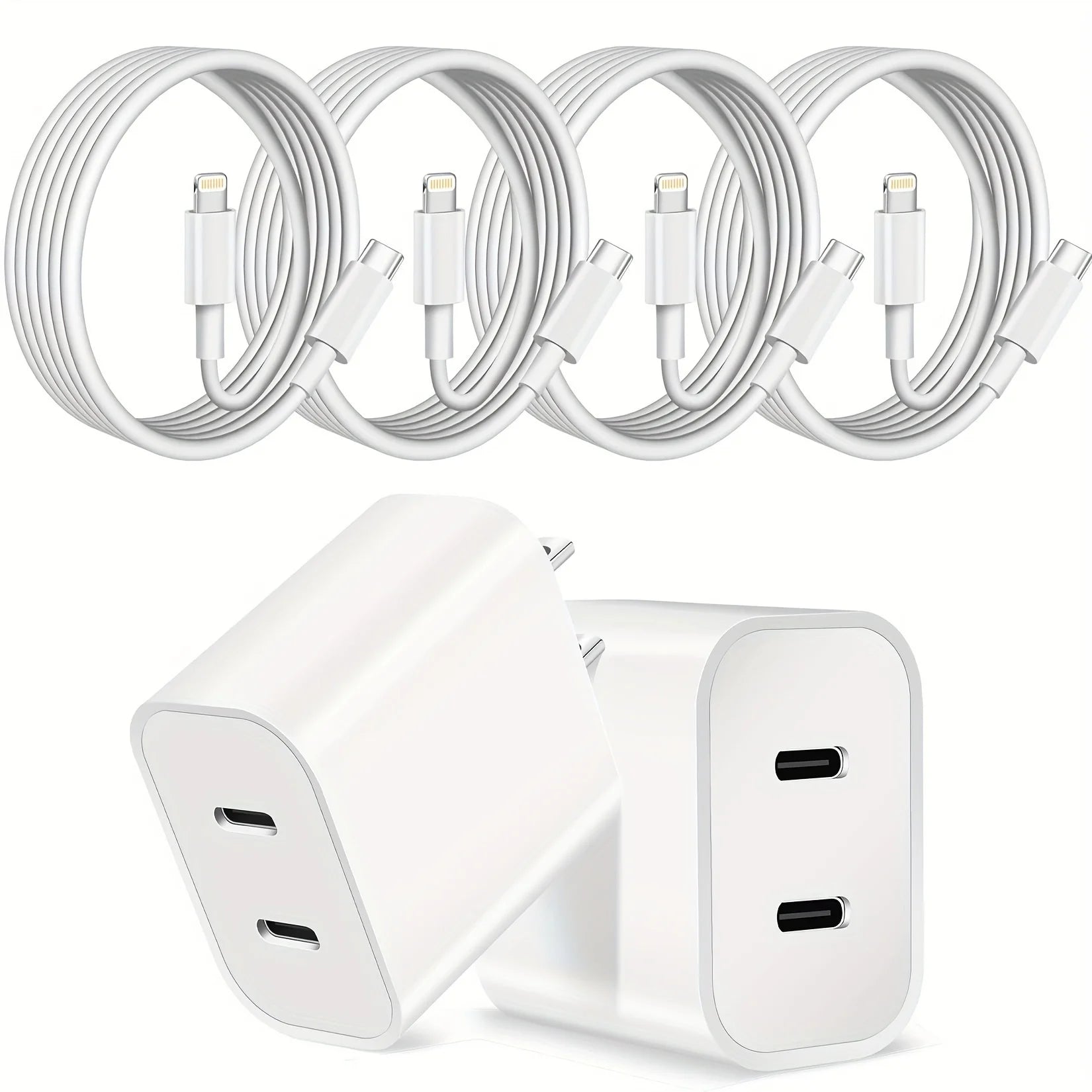 Kit Chargeur iPhone 20W Charge Rapide — 2 Adaptateurs & 4 Câbles 1.8m pour iPhone 14 13 12 11 SE