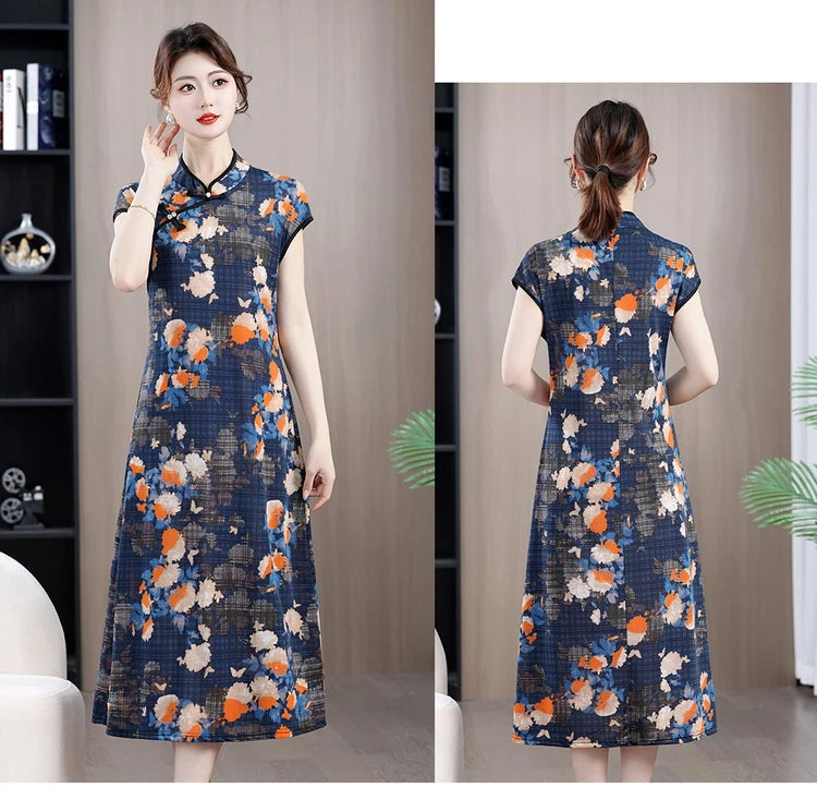 Robe Qipao Style Chinois Vintage — Streetwear Ethnique Femme
