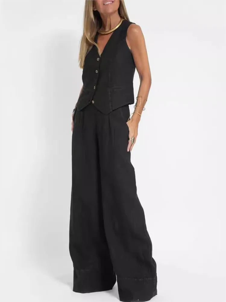 Ensemble Femme Sans Manches & Pantalon — Tenue Casual Elégante Printemps/Été 2024