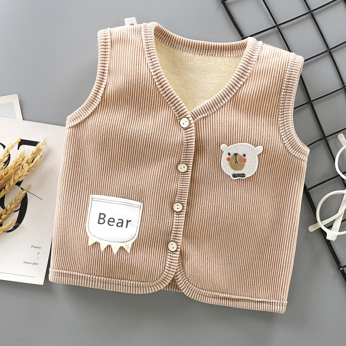 Gilet Enfant Velours Chaud — Veste Sans Manches Garçon & Fille
