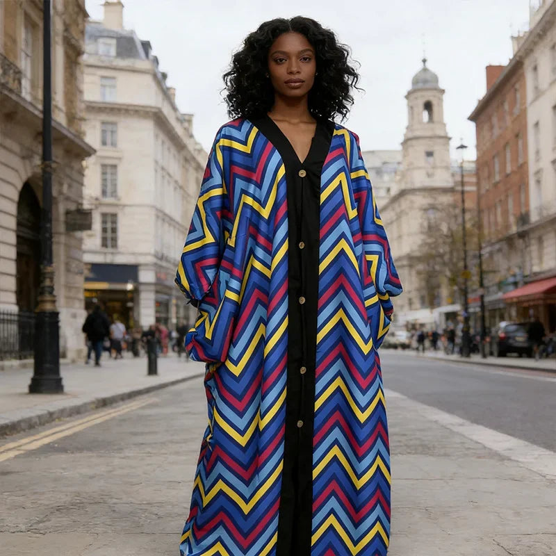 Robe Longue Femme Col V Rayée — Style Décontracté Grande Taille Automne 2026