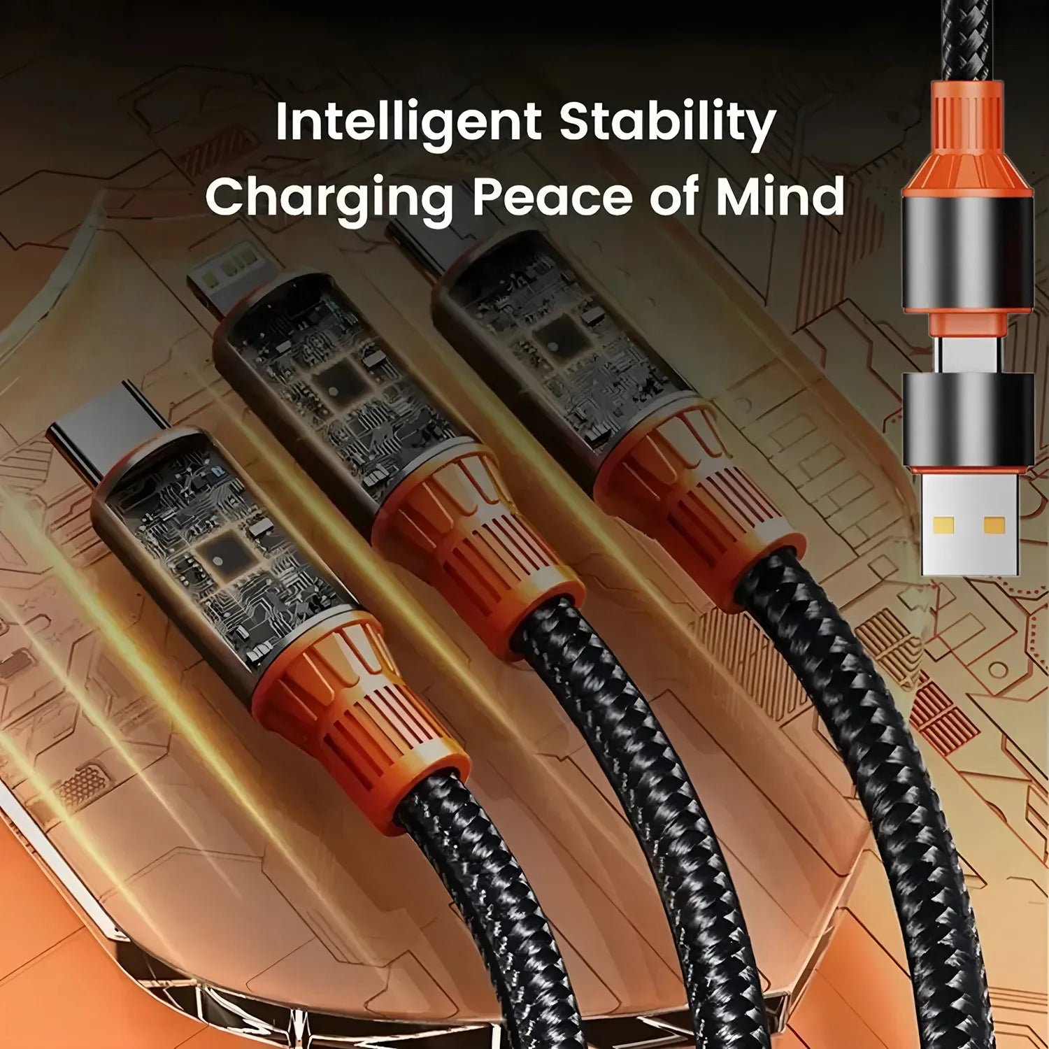 Câble Charge 3-en-1 Multi-Port USB-C Micro USB pour iPhone 15 14 13 Android