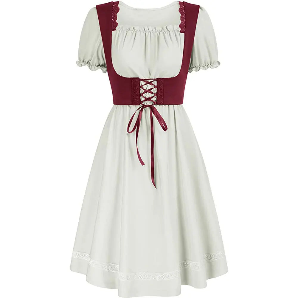 Robe Médiévale Gothique Femme — Manches Courtes Maxi Féerique Viking