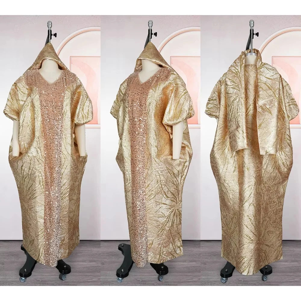 Robe Africaine Dashiki Femme — Maxi Paillettes Abaya Soirée Dubai