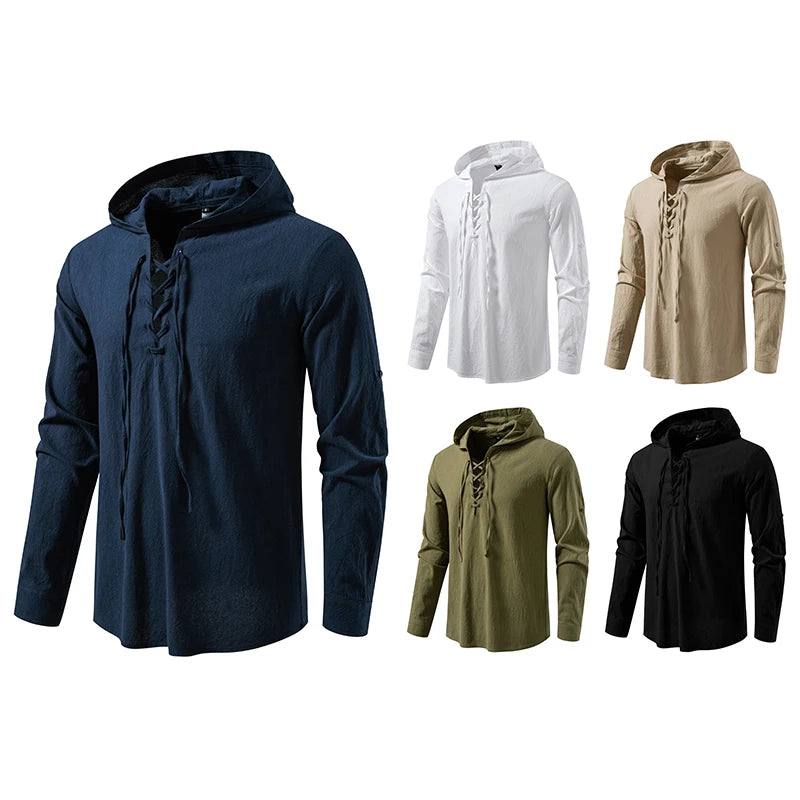 Chemise Homme à Capuche – Manches Longues Style Décontracté