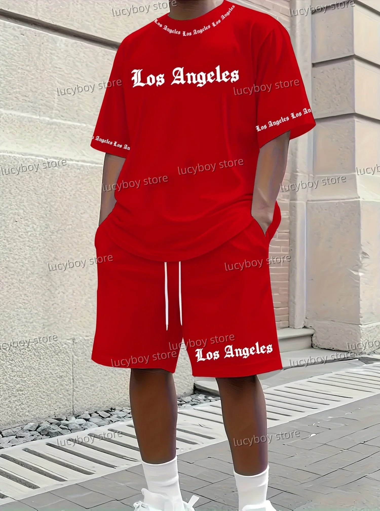 2025 Los Angeles Printed Men's Suit 2 Pieces Set Casual Suit SportswearFitness Set  Men's Tracksuit Oversized Clothes