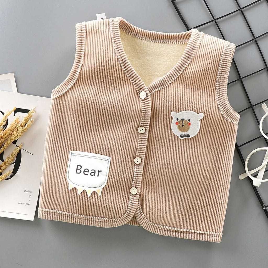 Gilet Enfant Velours Chaud — Veste Sans Manches Garçon & Fille