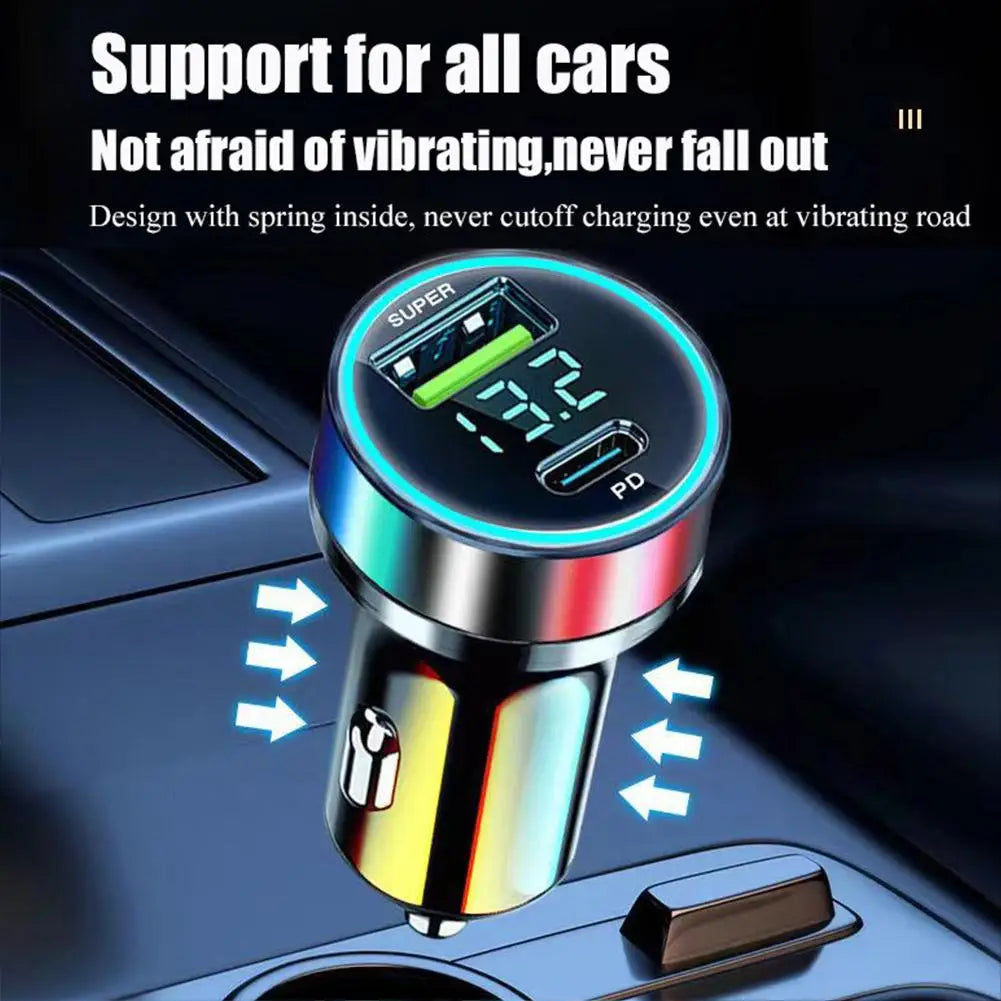 Chargeur Voiture Rapide 120W+20W PD Double USB-C pour iPhone 13 Pro et Smartphones