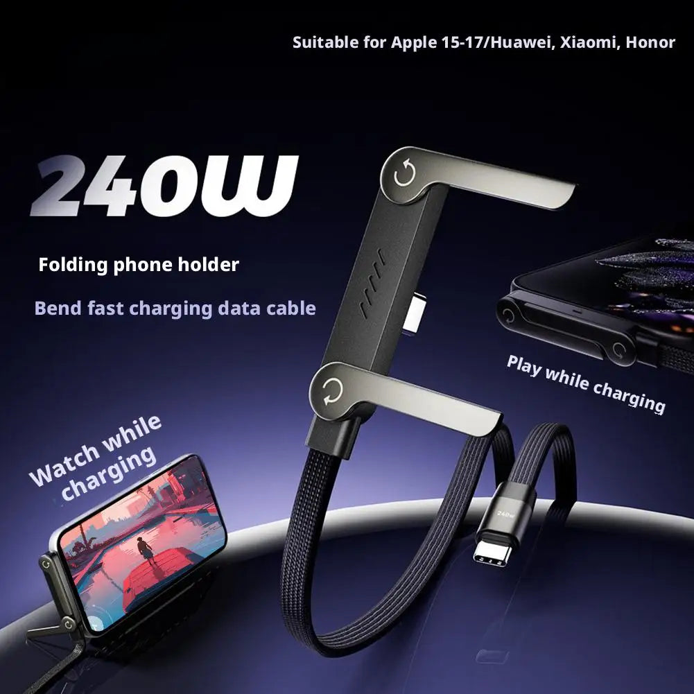 Câble 240W avec Support Invisible L-Shape Gaming pour iPhone 17 Huawei — Charge Rapide