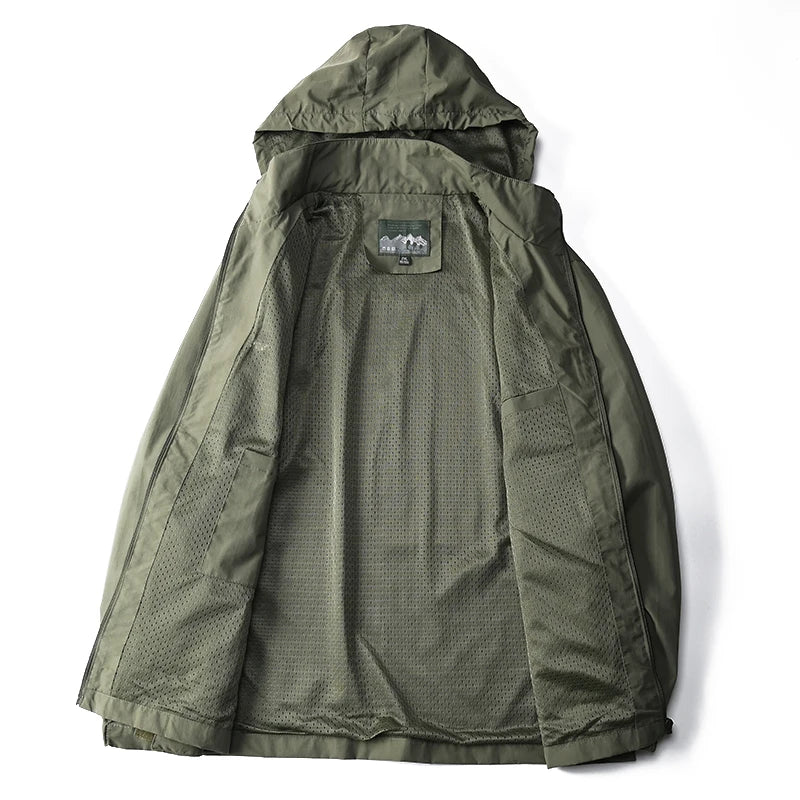 Coupe-Vent Tactique Homme À Capuche — Imperméable Outdoor Militaire