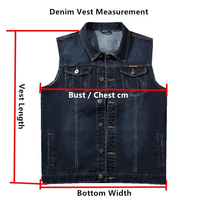 Motorcycle Vest Men Plus Size 8XL 6XL 7XL Sleeveless Jacket Autumn Hip Hop Man Veste Cowboy Slim Fit Korean Male Denim Waistcoat