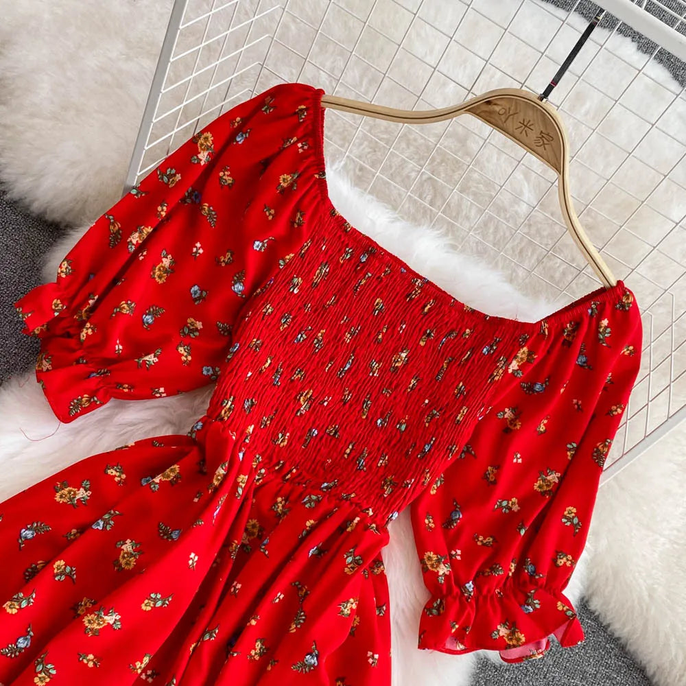Robe Longue Bohémienne À Volants — Imprimé Floral Maxi Bustier Été