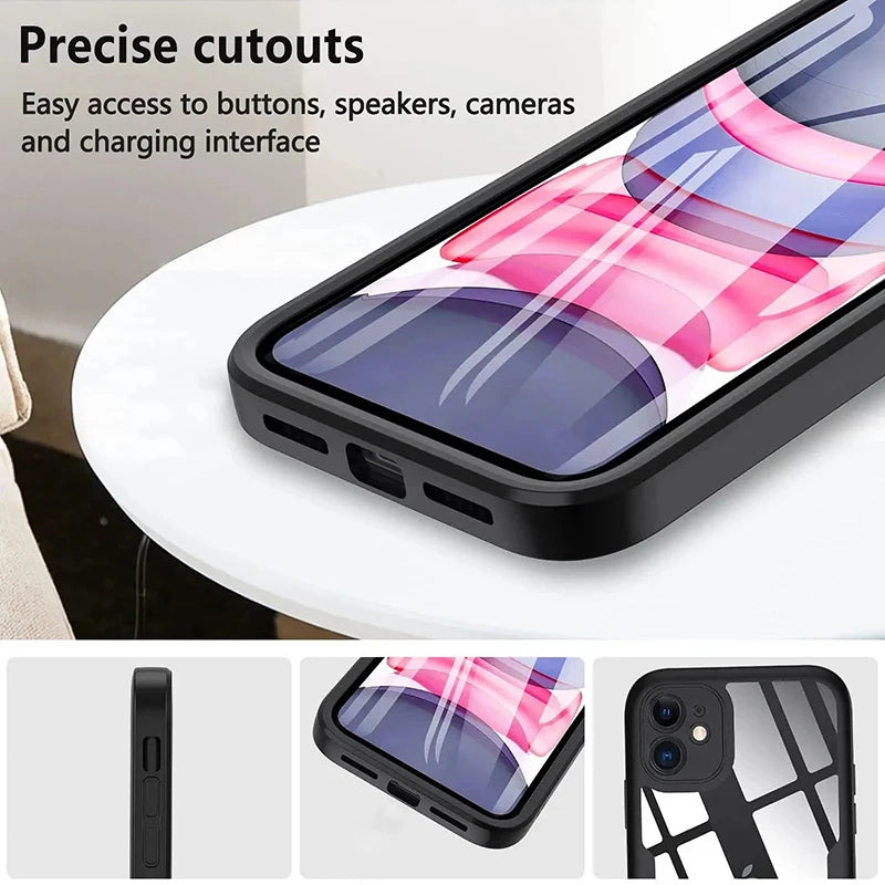 Coque 360° robuste iPhone – Transparente avec protection d'écran intégrée, tous modèles