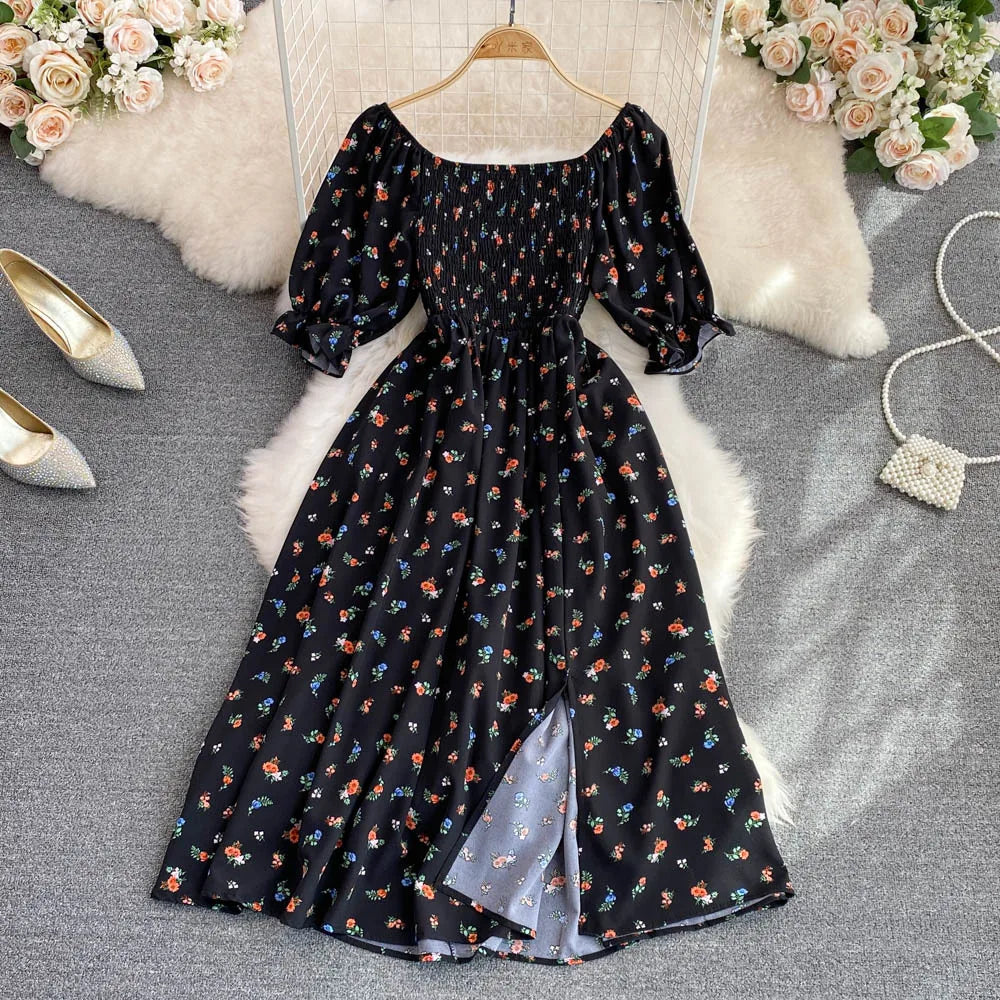 Robe Longue Bohémienne À Volants — Imprimé Floral Maxi Bustier Été