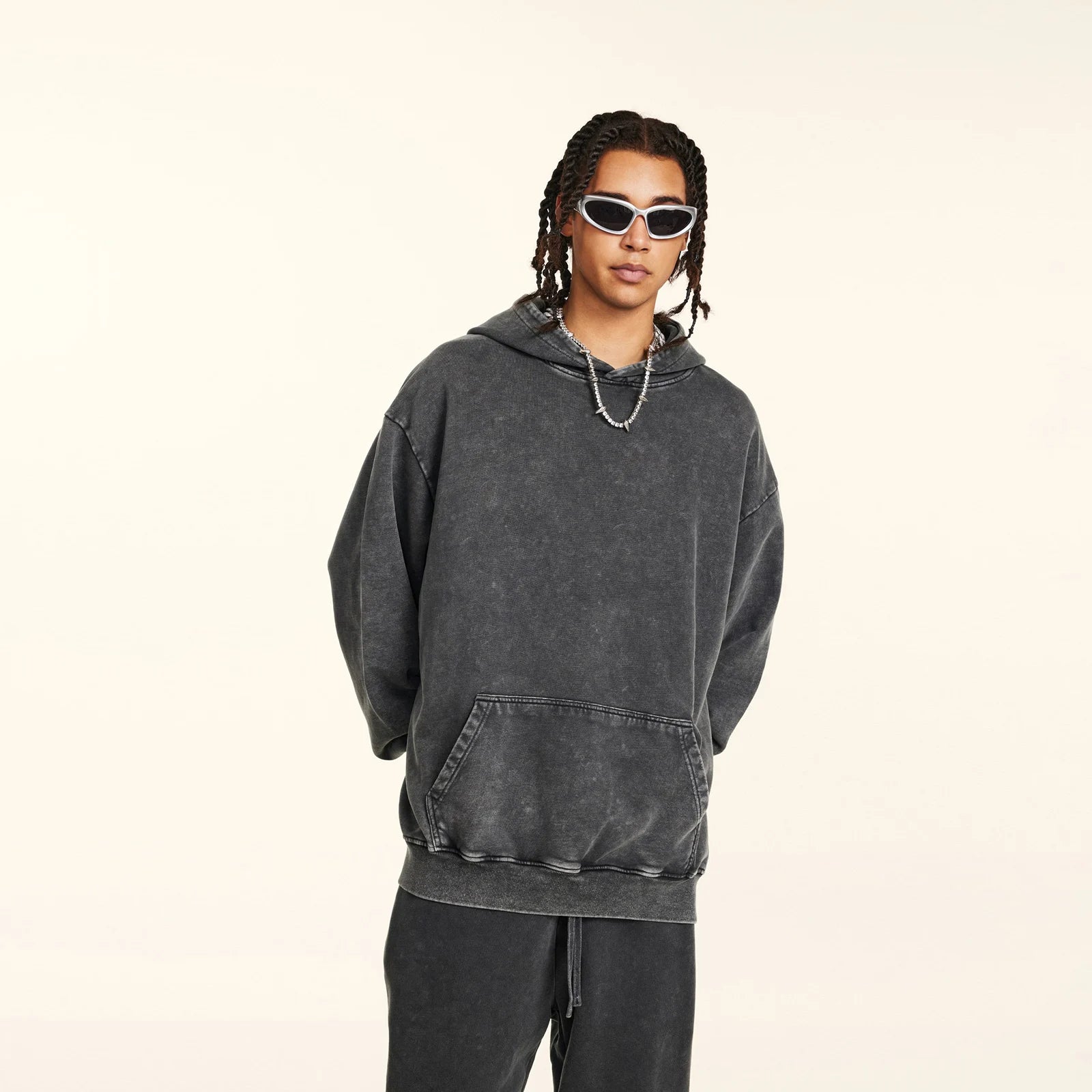 Oversized Pullover Hoodies for Men Wash Plush Cotton Hooded Sweatshirt Baggy Vintage Black Hoodies Unisex Distress Hoodie