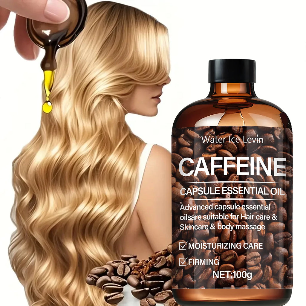 Huile capillaire à la caféine – Active les follicules, renforce les racines et nourrit les cheveux secs